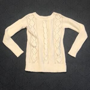 American Eagle Outfitters Cable Knit Sweater White with Sparkle Pattern